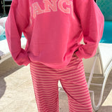 Fancy Oversized Fleece Mockneck - Paradise Pink/Hibiscus