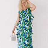 Taylor Side Bow Maxi Set - Green/Blue