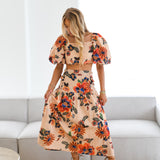 Ivey Floral Midi Skirt Set-Taupe Multi