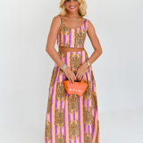 Aspen Maxi Skirt Set - Orange/Purple Striped Tiger
