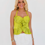 Peyton Pleated Top - Lime