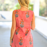 Ainsley Floral V Neck Mini Dress - Red