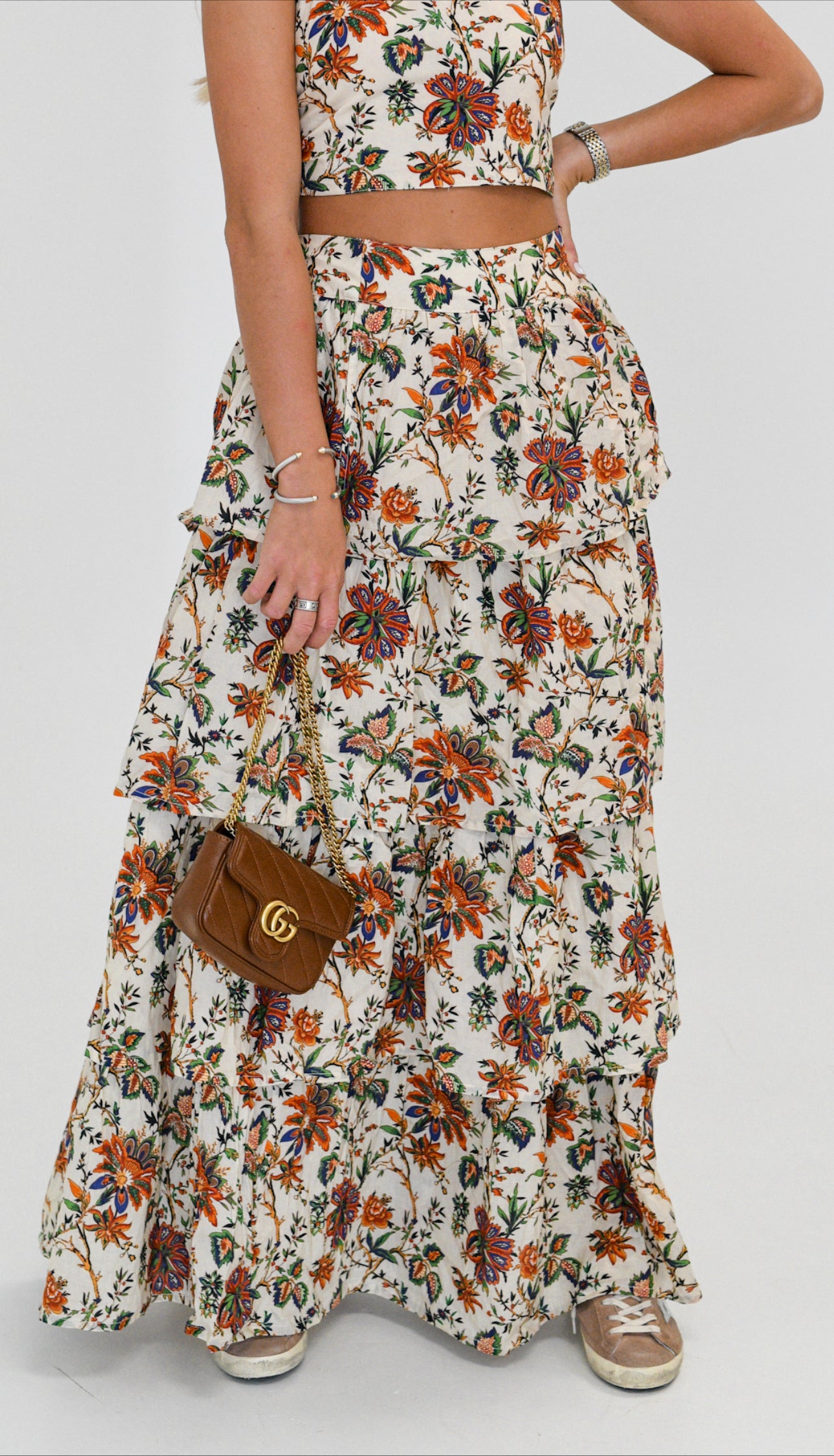 Ashton Ruffle Maxi Skirt - Floral Multi