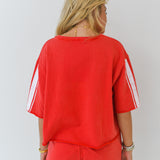 Sarah Washed Varsity Set-Cherry Red