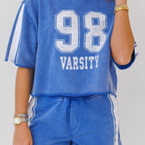 Ellie Washed Varsity Set-Cobalt Blue