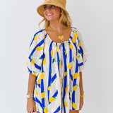Lexi Yellow Limes Striped Romper - Navy/Yellow Multi