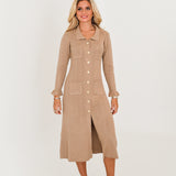 Kristen Button Down Dress - Oatmeal