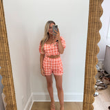 Layla Shorts - Peach Gingham