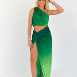 Anna Pleated Set - Green/Lime