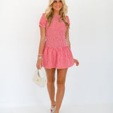 Sylvia Smocked Mini Dress - Red Plaid