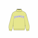 Fancy Oversized Fleece Lined Mockneck - Pastel Yellow/Lilac