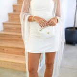 Breleigh Strapless Sheer Overlay Mini Dress - White