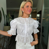Emi Lace Tie Top - Off White