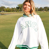Fancy Oversized Mockneck - Tee White/Green Outline