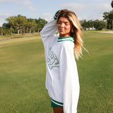 Fancy Oversized Mockneck - Tee White/Green Outline