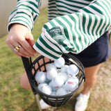 Fancy Oversized Striped Long Sleeve Top - Green/White