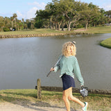 Fancy Oversized Striped Long Sleeve Top - Green/White
