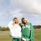 Fancy Oversized Mockneck - Tee White/Green Outline