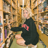 Fancy Oversized Fleece Mockneck - Black/Red