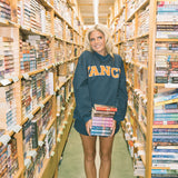 Fancy Oversized Fleece Lined Mockneck - Navy/Orange
