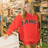 Fancy Oversized Fleece Mockneck - Red/Black