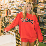 Fancy Oversized Fleece Mockneck - Red/Black
