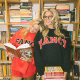 Fancy Oversized Fleece Mockneck - Black/Red