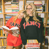 Fancy Oversized Fleece Mockneck - Black/Red