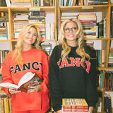 Fancy Oversized Fleece Mockneck - Black/Red