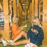 Fancy Oversized Fleece Lined Mockneck - Navy/Orange