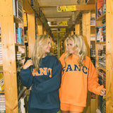 Fancy Oversized Fleece Lined Mockneck - Navy/Orange