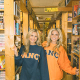 Fancy Oversized Fleece Lined Mockneck - Navy/Orange