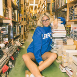 Fancy Oversized Fleece Lined Mockneck - Royal Blue