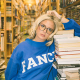 Fancy Oversized Fleece Lined Mockneck - Royal Blue