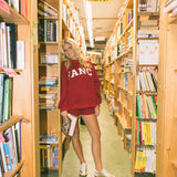 Fancy Oversized Fleece Lined Mockneck - Crimson