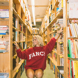Fancy Oversized Fleece Lined Mockneck - Crimson