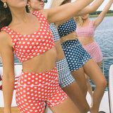 Fancy Fit Shorts Set - Red Polka Dot