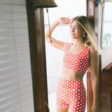 Fancy Fit Shorts Set - Red Polka Dot