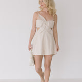Harper Linen Flower Cutout Romper - Natural
