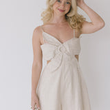 Harper Linen Flower Cutout Romper - Natural