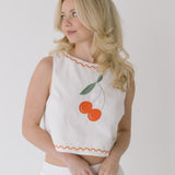 Grace Linen Embroidered Set - Off White