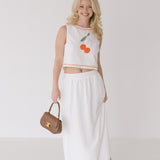 Grace Linen Embroidered Set - Off White
