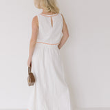 Grace Linen Embroidered Set - Off White