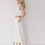 Grace Linen Embroidered Set - Off White