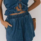 Chloe Front Tie and Shorts Set - Denim