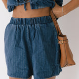 Chloe Front Tie and Shorts Set - Denim