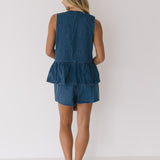 Chloe Front Tie and Shorts Set - Denim