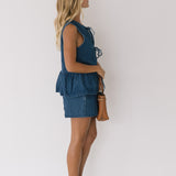 Chloe Front Tie and Shorts Set - Denim