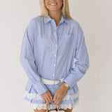 Ava Ruffle Skirt Mini Dress - Blue/White