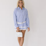 Ava Ruffle Skirt Mini Dress - Blue/White
